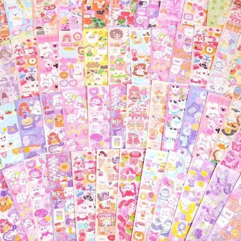 Cute Stickers Kawaii Cartoon Laser Sticker for Kid Sticker Plate DIY Decorative Material Scrapbooking Home Decorative