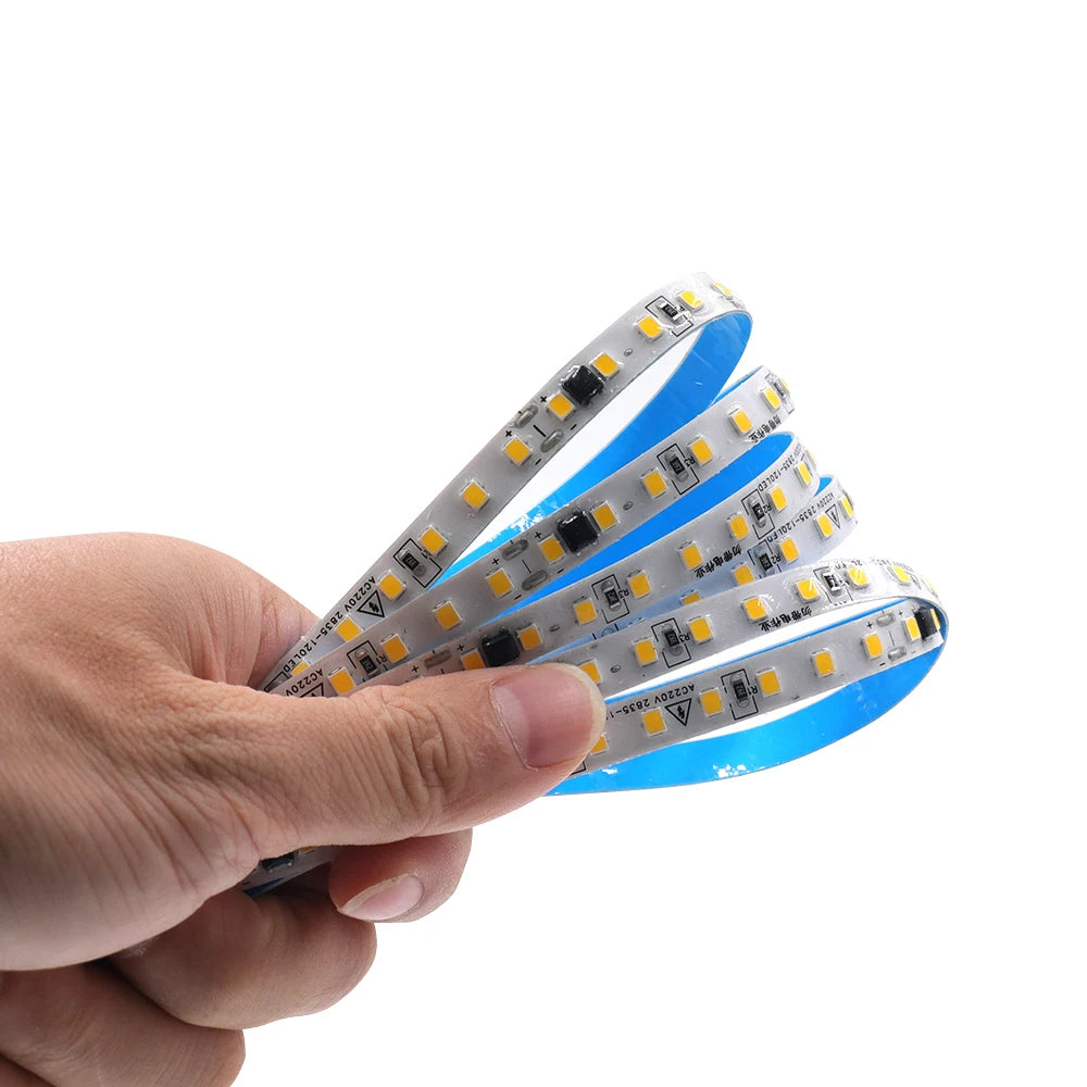 10M 20M 50M 220V LED Strip Light No Need Driver for Home 2835 120LEDs/M High Bright Flexible Light IP44 Waterproof Adhesive Tape