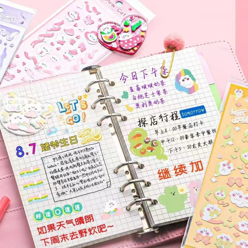 Cute Stickers Kawaii Cartoon Laser Sticker for Kid Sticker Plate DIY Decorative Material Scrapbooking Home Decorative