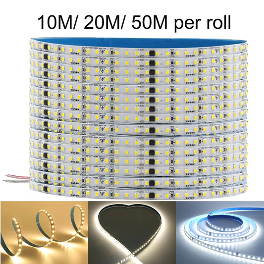 10M 20M 50M 220V LED Strip Light No Need Driver for Home 2835 120LEDs/M High Bright Flexible Light IP44 Waterproof Adhesive Tape