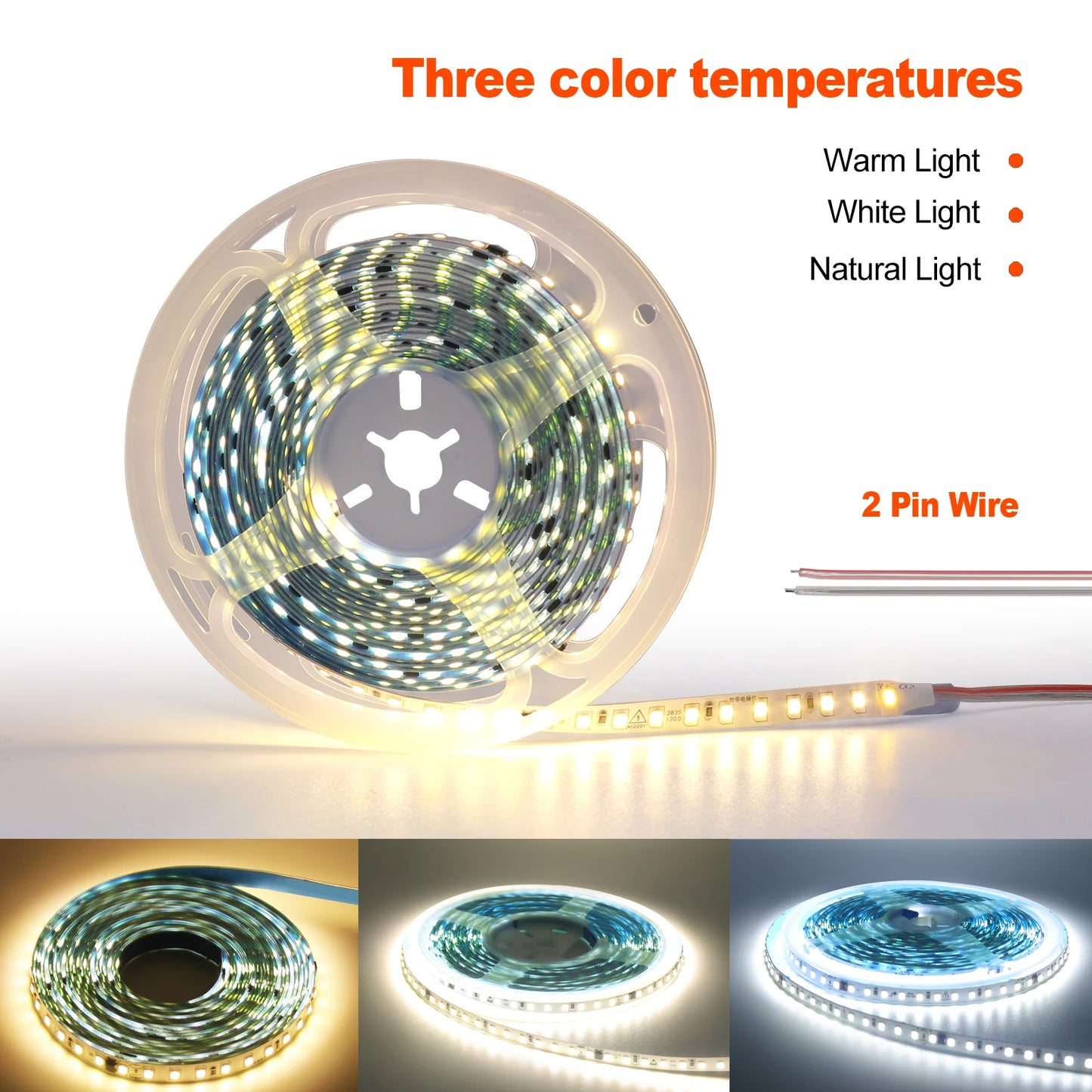 10M 20M 50M 220V LED Strip Light No Need Driver for Home 2835 120LEDs/M High Bright Flexible Light IP44 Waterproof Adhesive Tape