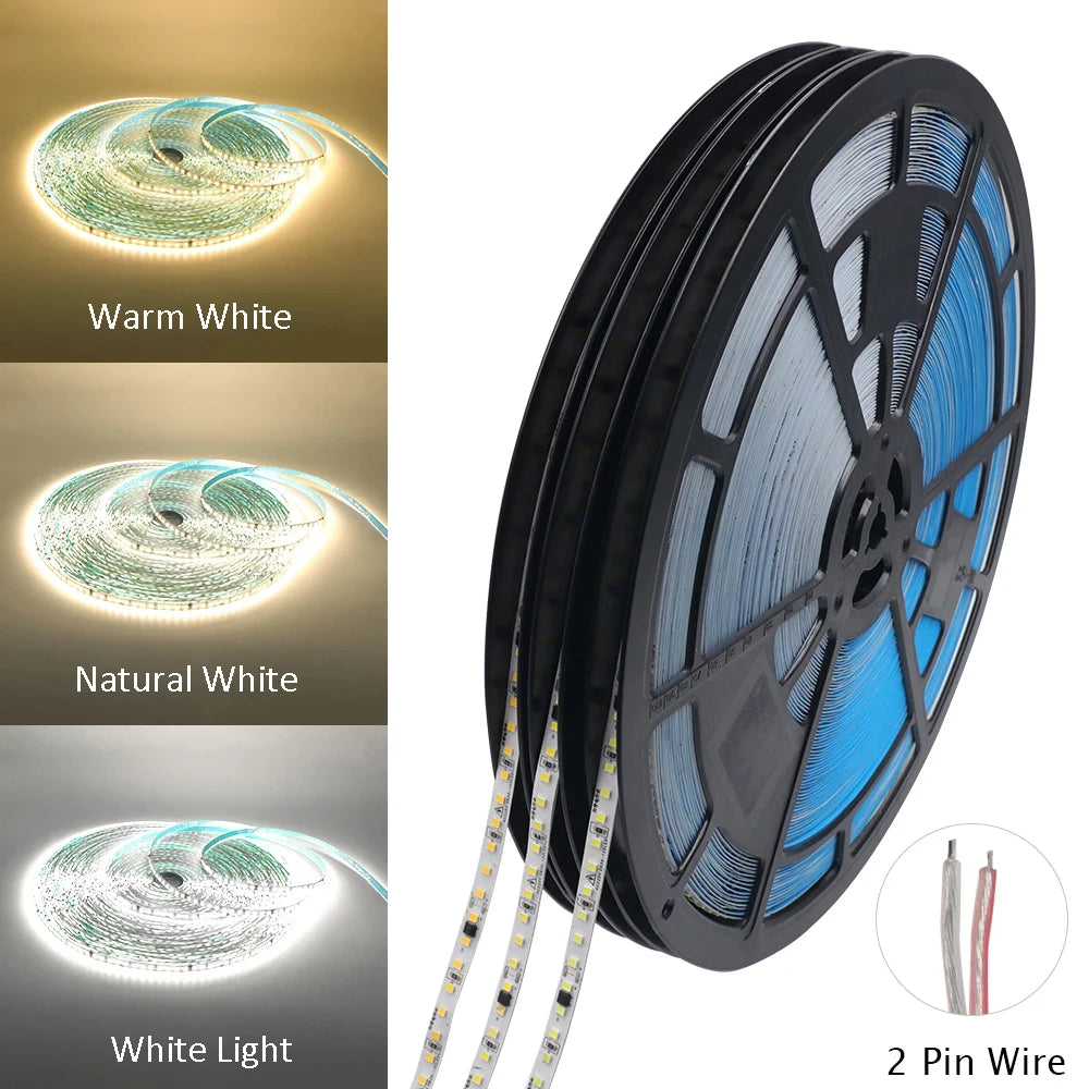10M 20M 50M 220V LED Strip Light No Need Driver for Home 2835 120LEDs/M High Bright Flexible Light IP44 Waterproof Adhesive Tape