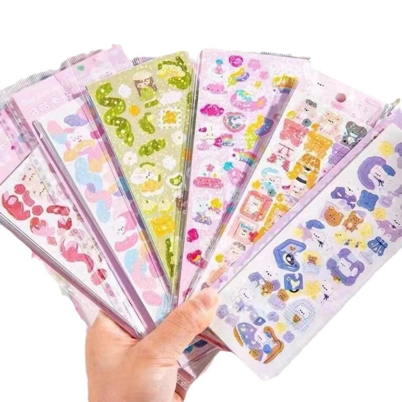 Cute Stickers Kawaii Cartoon Laser Sticker for Kid Sticker Plate DIY Decorative Material Scrapbooking Home Decorative